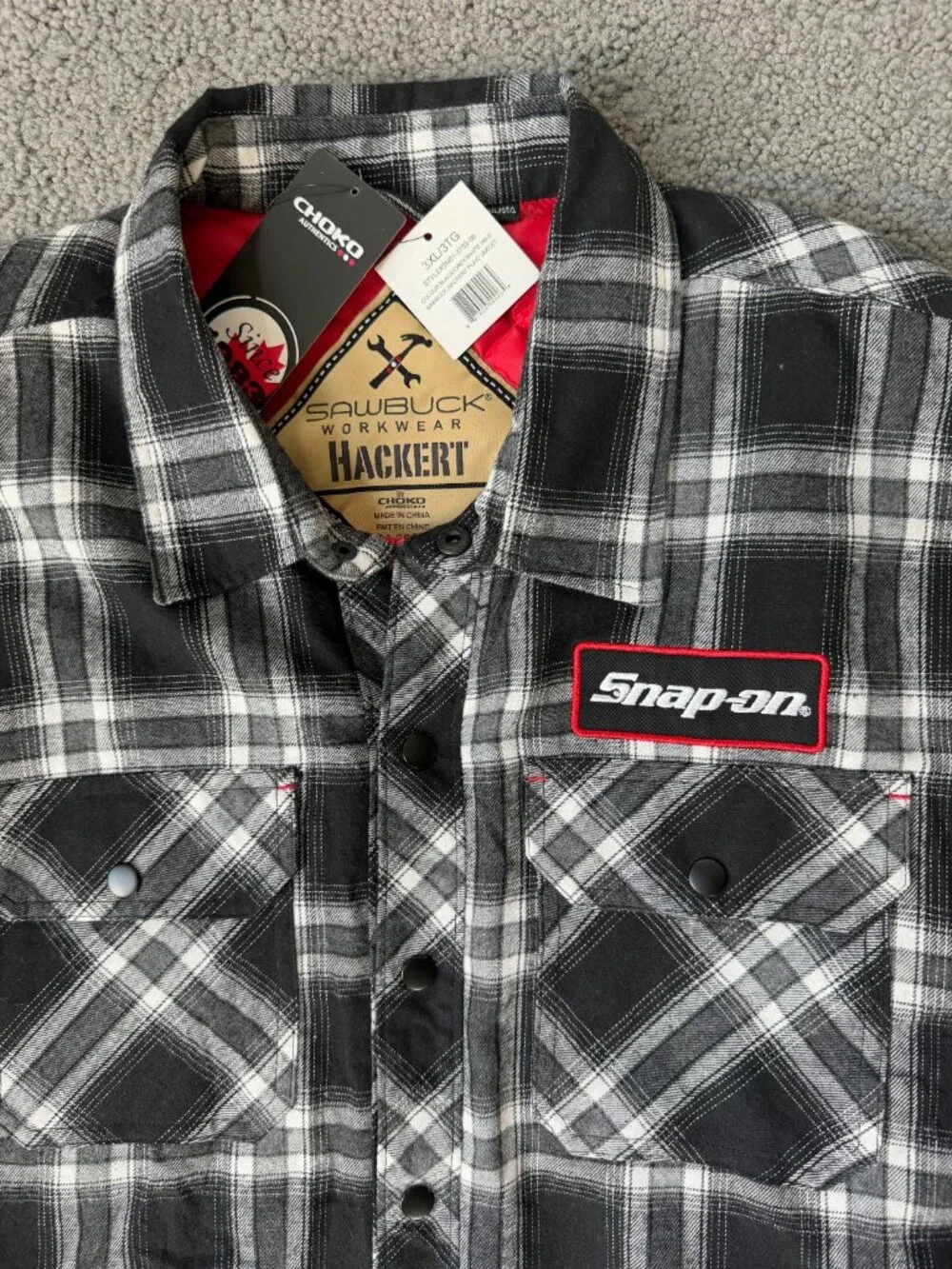 Snap-On Tools Choko Sawbuck Hackert Quilted Flannel Shacket Jacket Mens 3XL -NWT